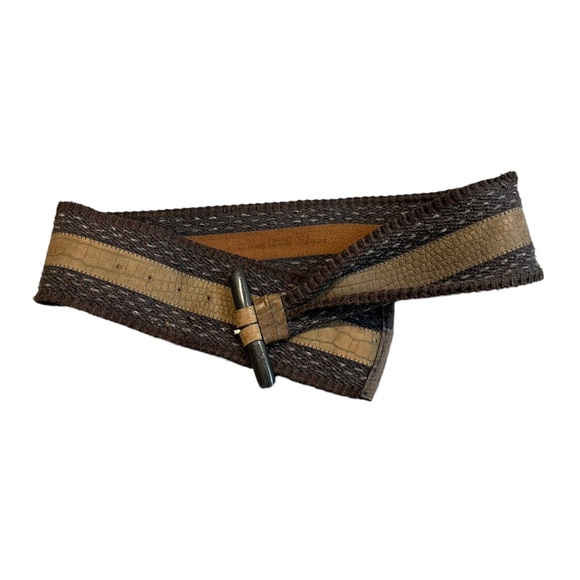 The Leather Shop Vintage Wide Leather and Fabric Belt - Picture 6 of 12